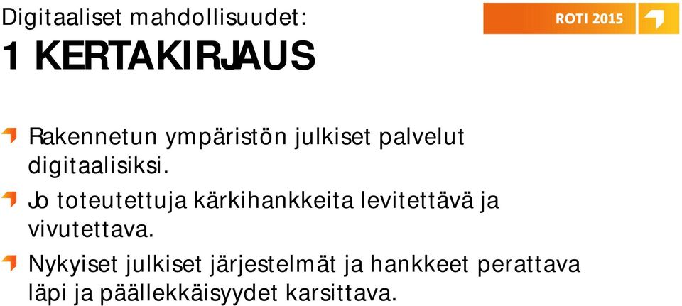 Jo toteutettuja kärkihankkeita levitettävä ja vivutettava.