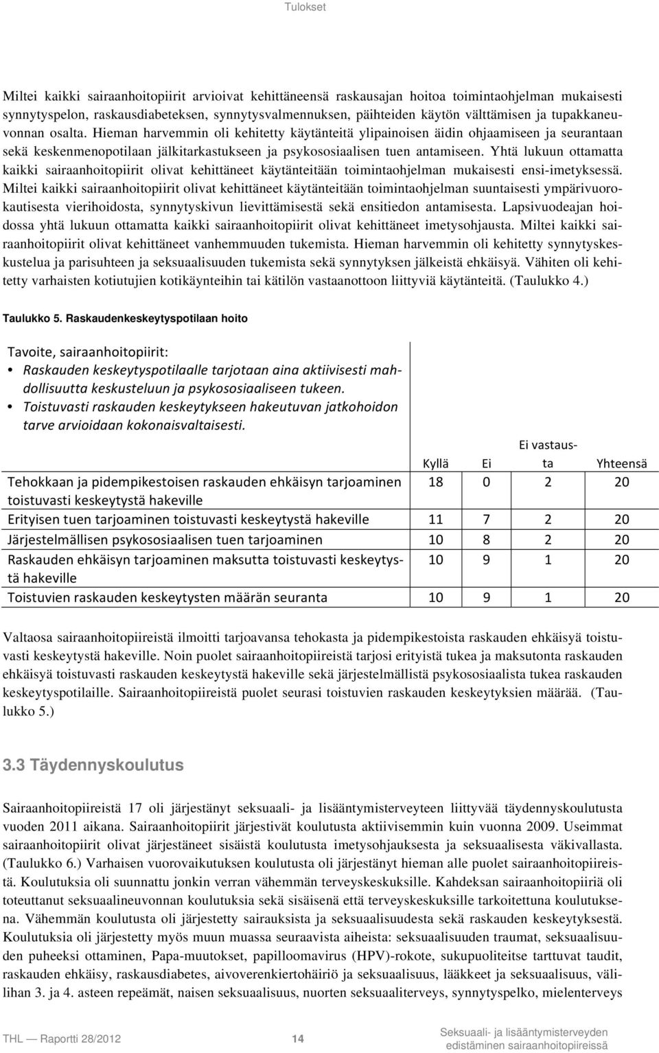 Yhtä lukuun ottamatta kaikki sairaanhoitopiirit olivat kehittäneet käytänteitään toimintaohjelman mukaisesti ensi-imetyksessä.