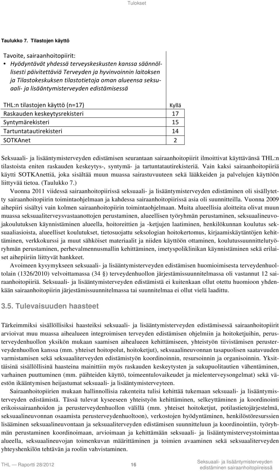 ) Vuonna 2011 viidessä sairaanhoitopiirissä seksuaali- ja lisääntymisterveyden edistäminen oli sisällytetty sairaanhoitopiirin toimintaohjelmaan ja kahdessa sairaanhoitopiirissä asia oli