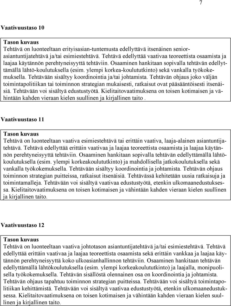 ylempi korkea-koulututkinto) sekä vankalla työkokemuksella. Tehtävään sisältyy koordinointia ja/tai johtamista.