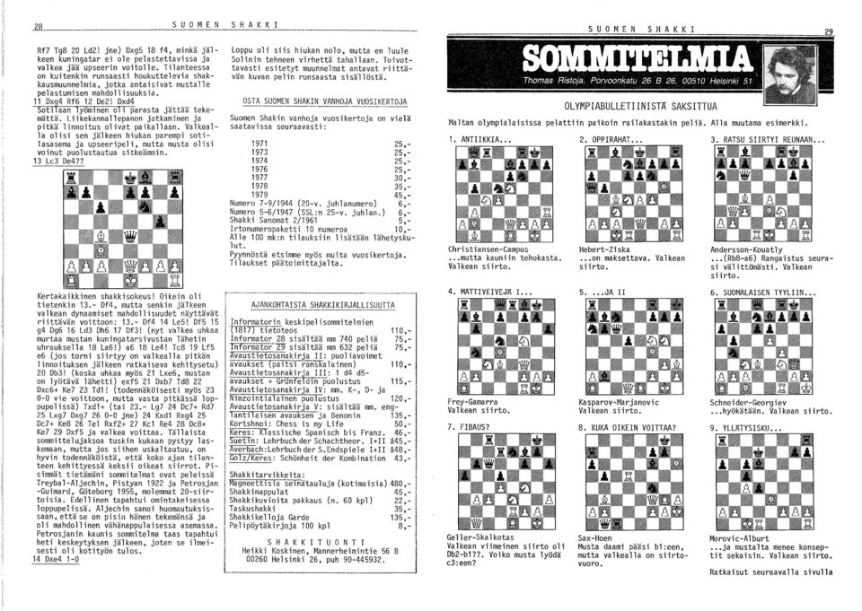 Oxd4 Sotll aan lyöml nen 0 1-1 parasta jättää tekemättä. Liikekannallepanon jatkaminen ja pitkä linnoitus olivat paikallaan.