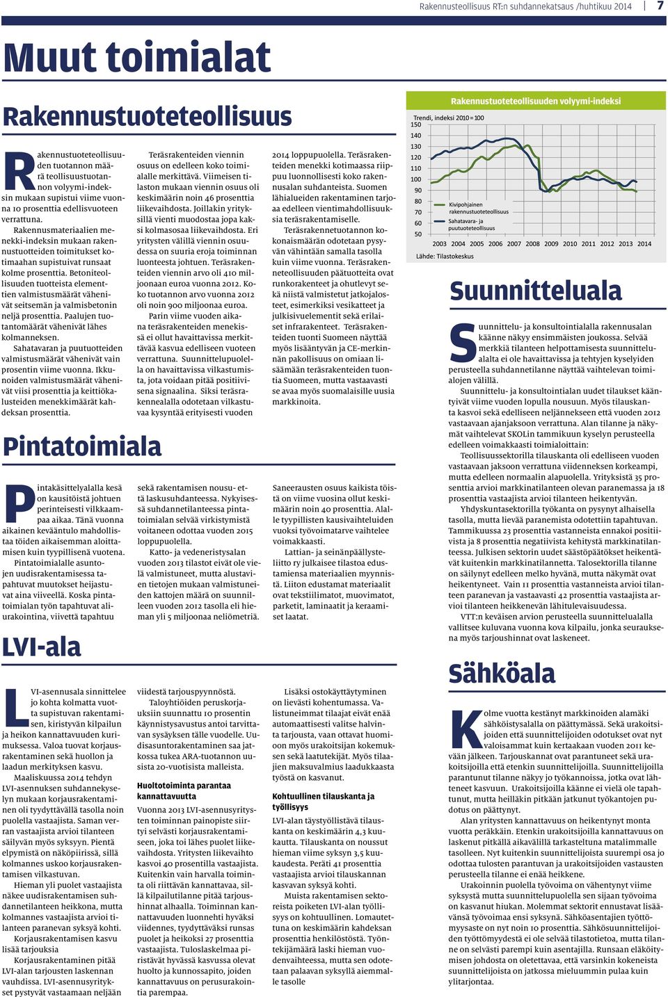 Rakennusmateriaalien menekki-indeksin mukaan rakennustuotteiden toimitukset kotimaahan supistuivat runsaat kolme prosenttia.