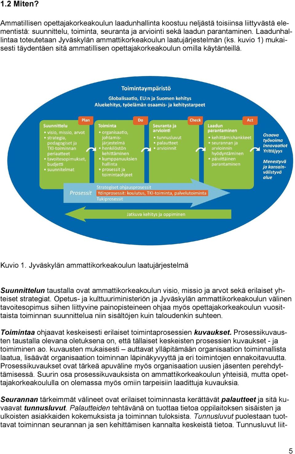 Jyväskylän ammattikorkeakoulun laatujärjestelmä Suunnittelun taustalla ovat ammattikorkeakoulun visio, missio ja arvot sekä erilaiset yhteiset strategiat.