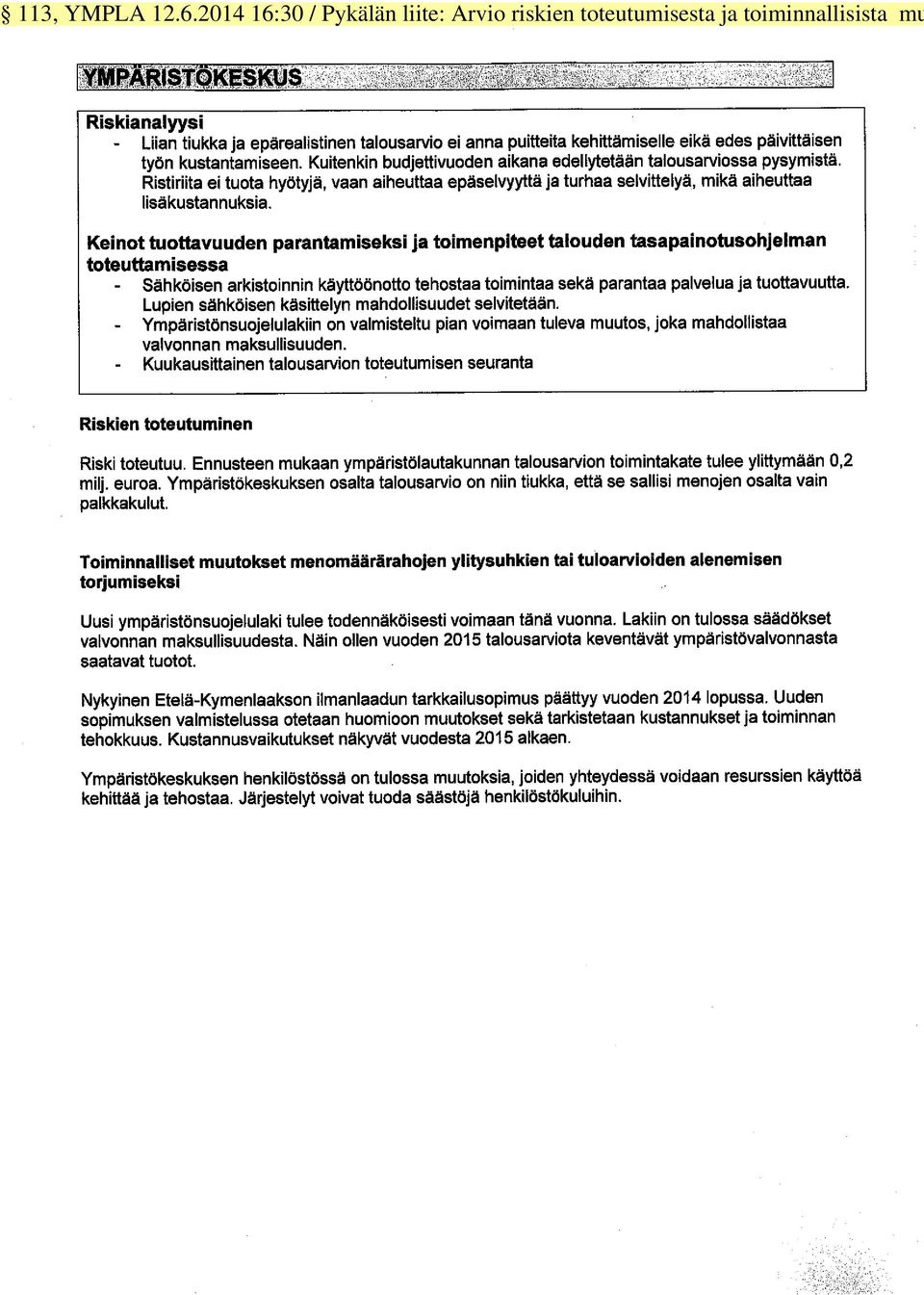 liite: Arvio riskien