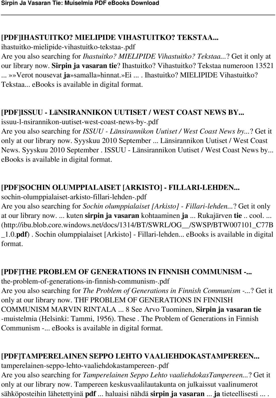 [PDF]ISSUU - LäNSIRANNIKON UUTISET / WEST COAST NEWS BY... issuu-l-nsirannikon-uutiset-west-coast-news-by-.pdf Are you also searching for ISSUU - Länsirannikon Uutiset / West Coast News by.