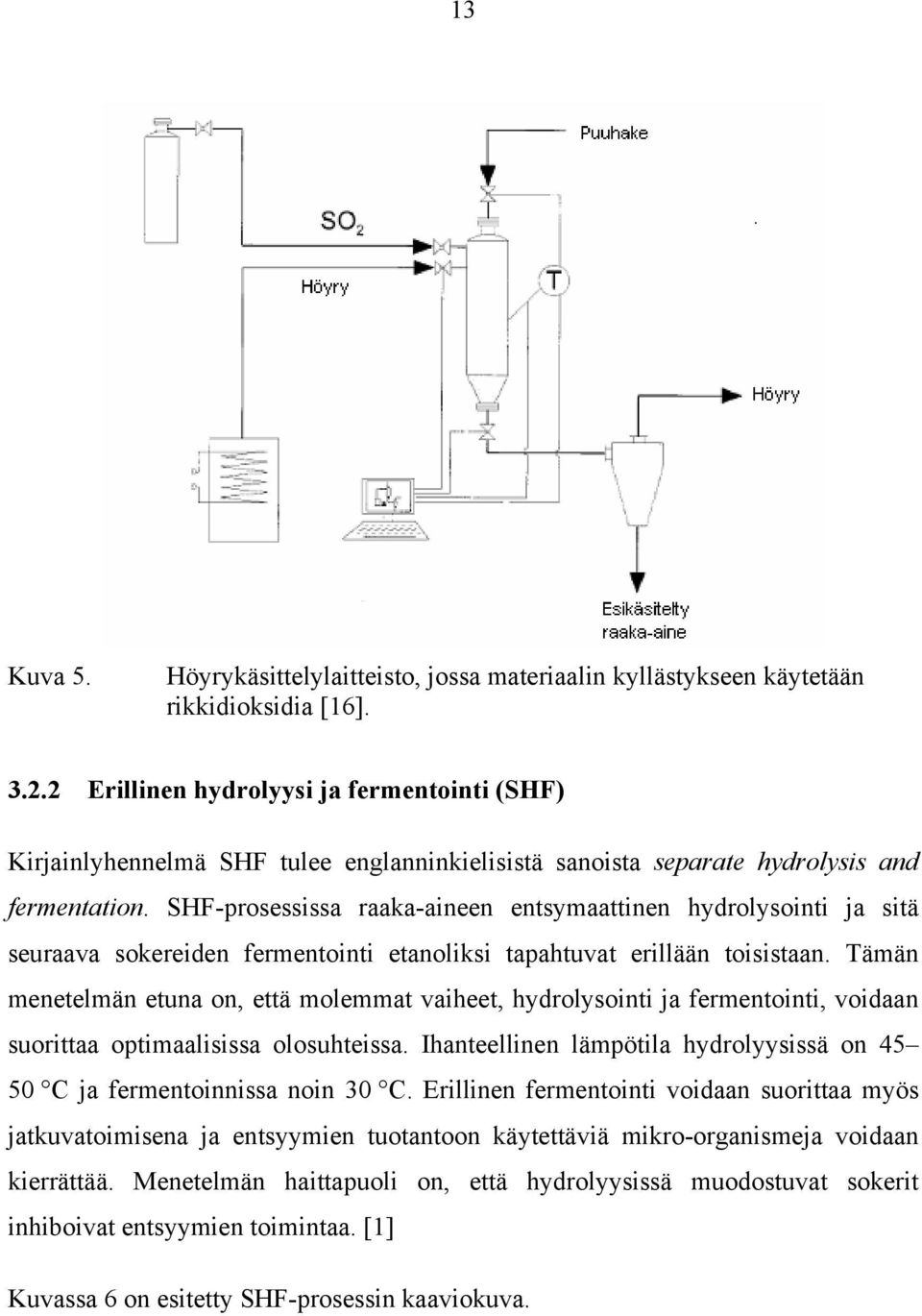 SHF-prosessissa raaka-aineen entsymaattinen hydrolysointi ja sitä seuraava sokereiden fermentointi etanoliksi tapahtuvat erillään toisistaan.