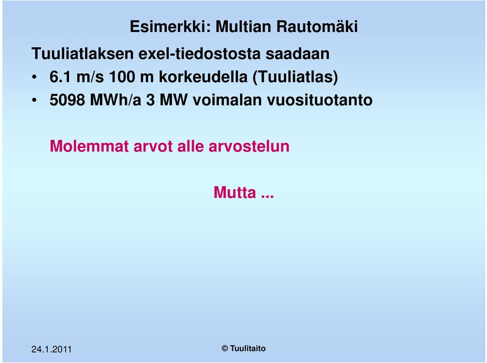 1 m/s 100 m korkeudella (Tuuliatlas) 5098