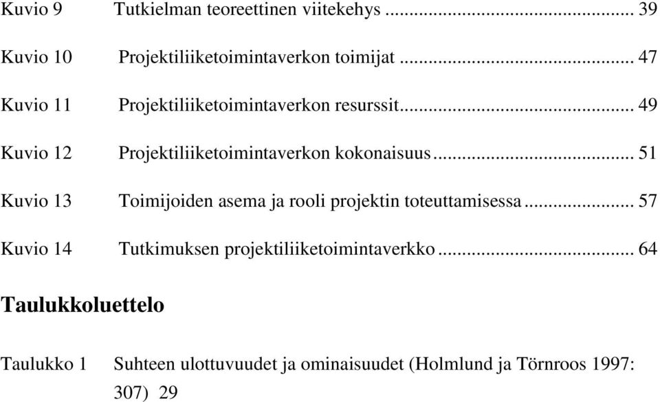 .. 51 Kuvio 13 Toimijoiden asema ja rooli projektin toteuttamisessa.