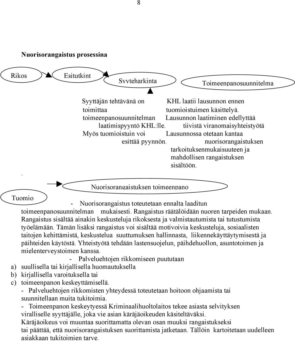 nuorisorangaistuksen tarkoituksenmukaisuuteen ja mahdollisen rangaistuksen sisältöön.