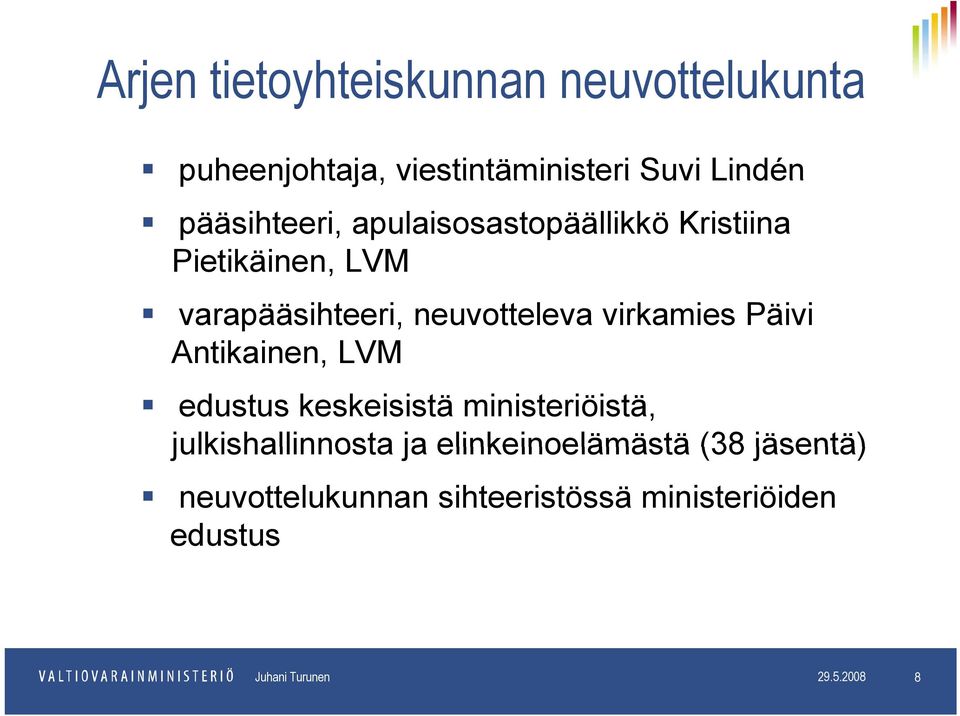 Antikainen, LVM edustus keskeisistä ministeriöistä, julkishallinnosta ja elinkeinoelämästä (38