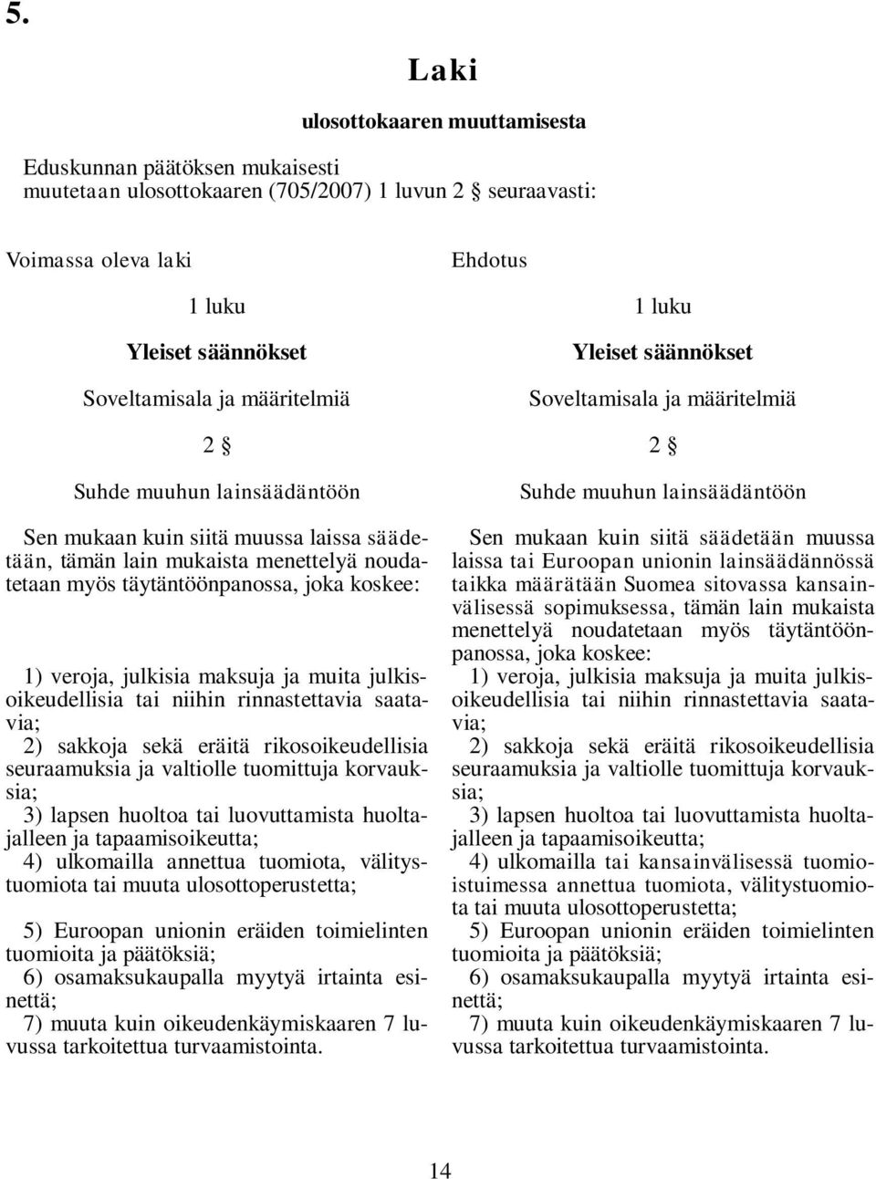 muita julkisoikeudellisia tai niihin rinnastettavia saatavia; 2) sakkoja sekä eräitä rikosoikeudellisia seuraamuksia ja valtiolle tuomittuja korvauksia; 3) lapsen huoltoa tai luovuttamista