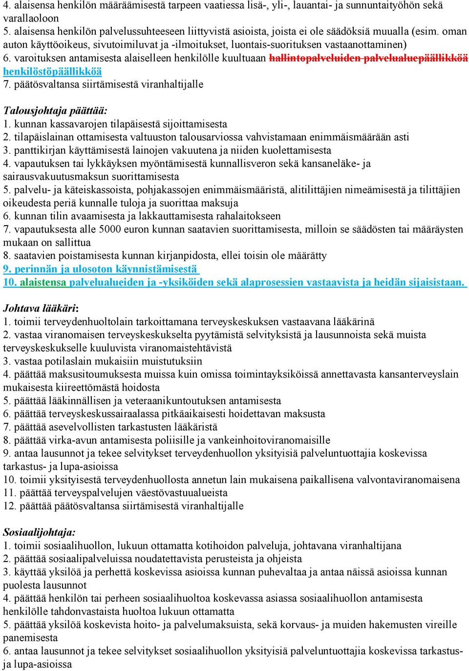 varoituksen antamisesta alaiselleen henkilölle kuultuaan hallintopalveluiden palvelualuepäällikköä henkilöstöpäällikköä 7. päätösvaltansa siirtämisestä viranhaltijalle Talousjohtaja päättää: 1.