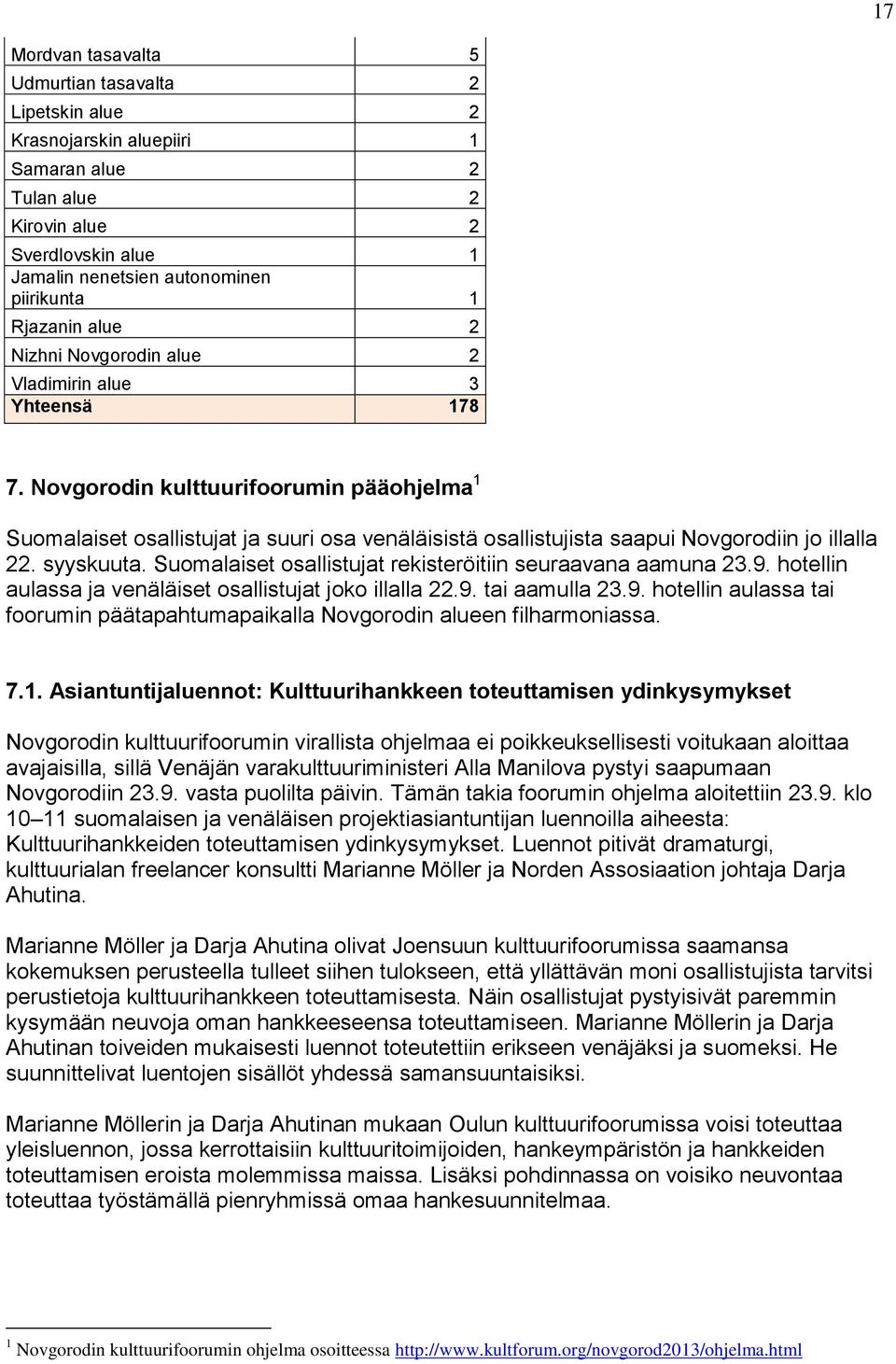 Novgorodin kulttuurifoorumin pääohjelma 1 Suomalaiset osallistujat ja suuri osa venäläisistä osallistujista saapui Novgorodiin jo illalla 22. syyskuuta.