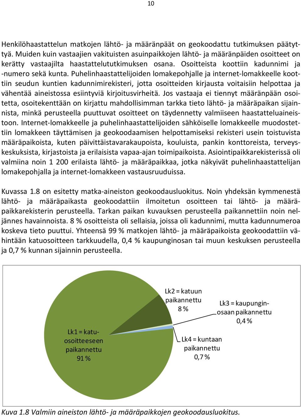 Puhelinhaastattelijoiden lomakepohjalle ja internet-lomakkeelle koottiin seudun kuntien kadunnimirekisteri, jotta osoitteiden kirjausta voitaisiin helpottaa ja vähentää aineistossa esiintyviä