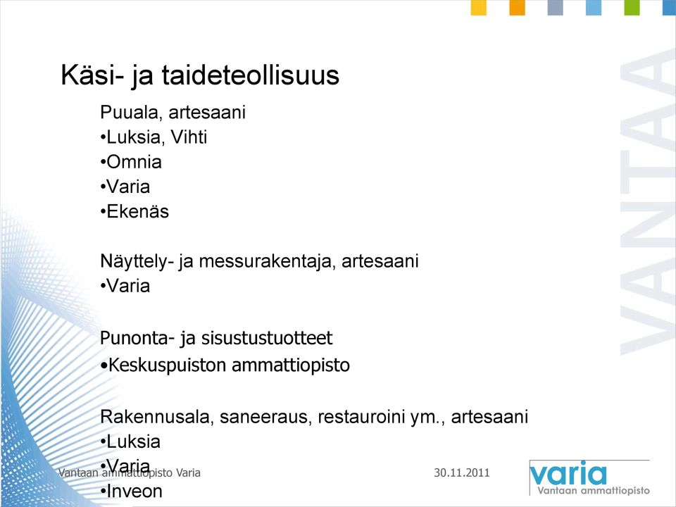 Varia Punonta- ja sisustustuotteet Keskuspuiston