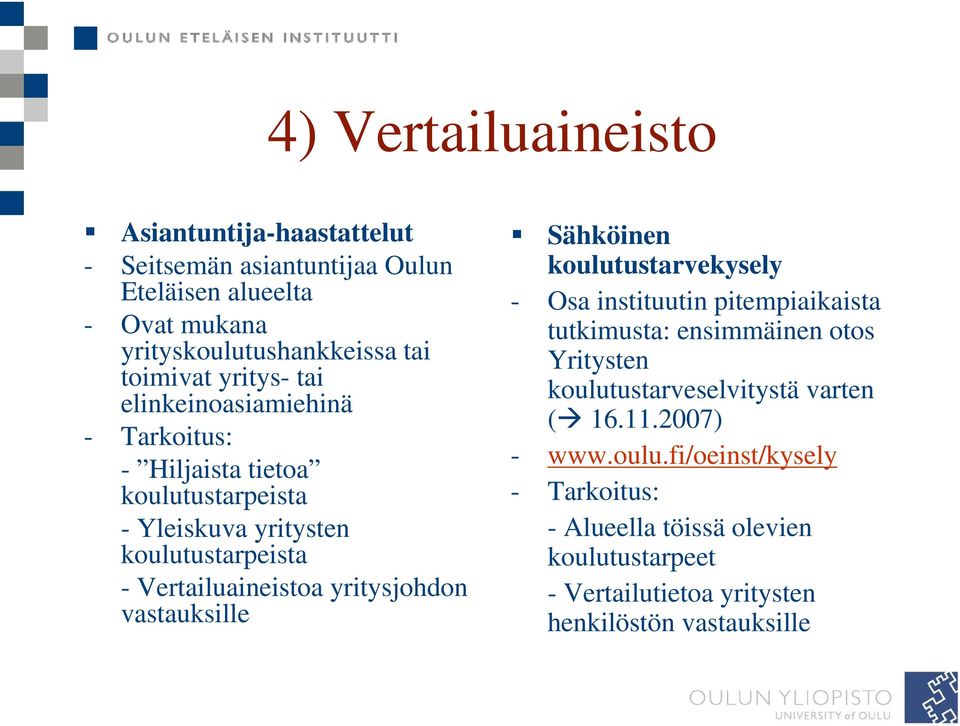 yritysjohdon vastauksille Sähköinen koulutustarvekysely - Osa instituutin pitempiaikaista tutkimusta: ensimmäinen otos Yritysten