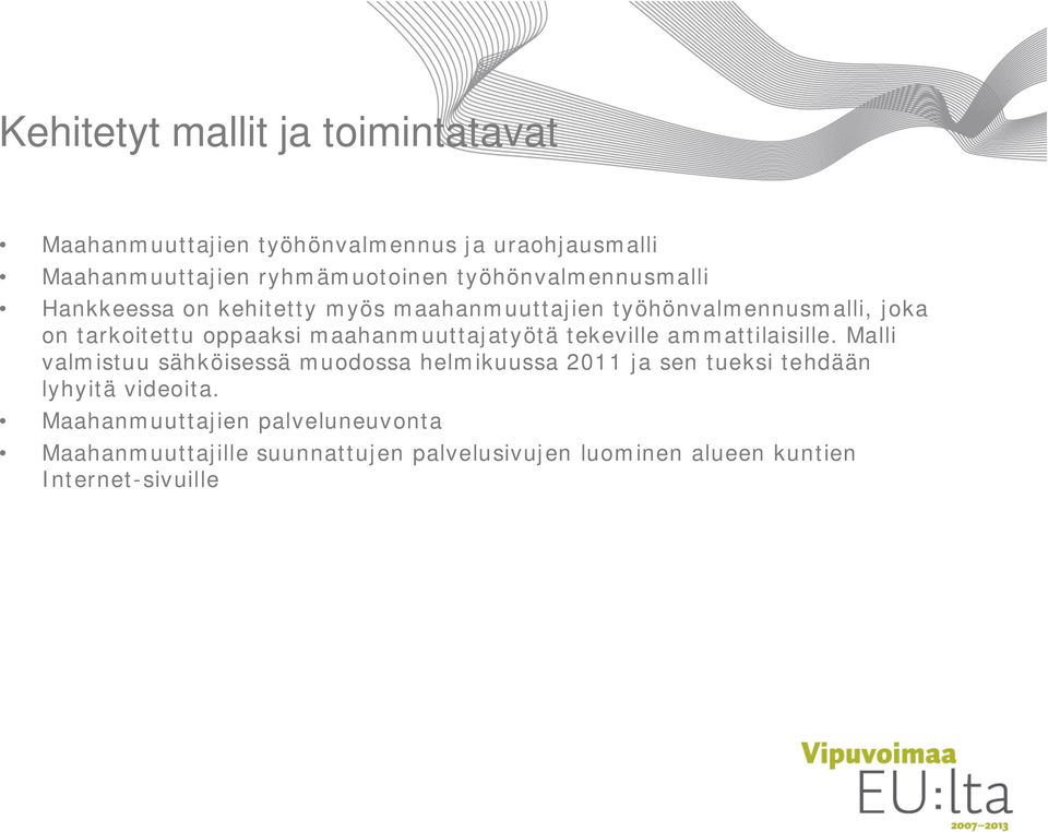 maahanmuuttajatyötä tekeville ammattilaisille.
