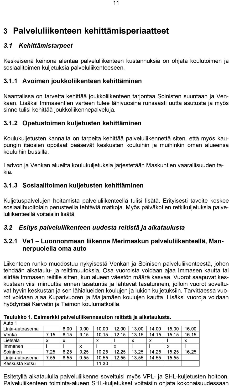 Lisäksi Immasentien varteen tulee lähivuosina runsaasti uutta asutusta ja myös sinne tulisi kehittää joukkoliikennepalveluja. 3.1.