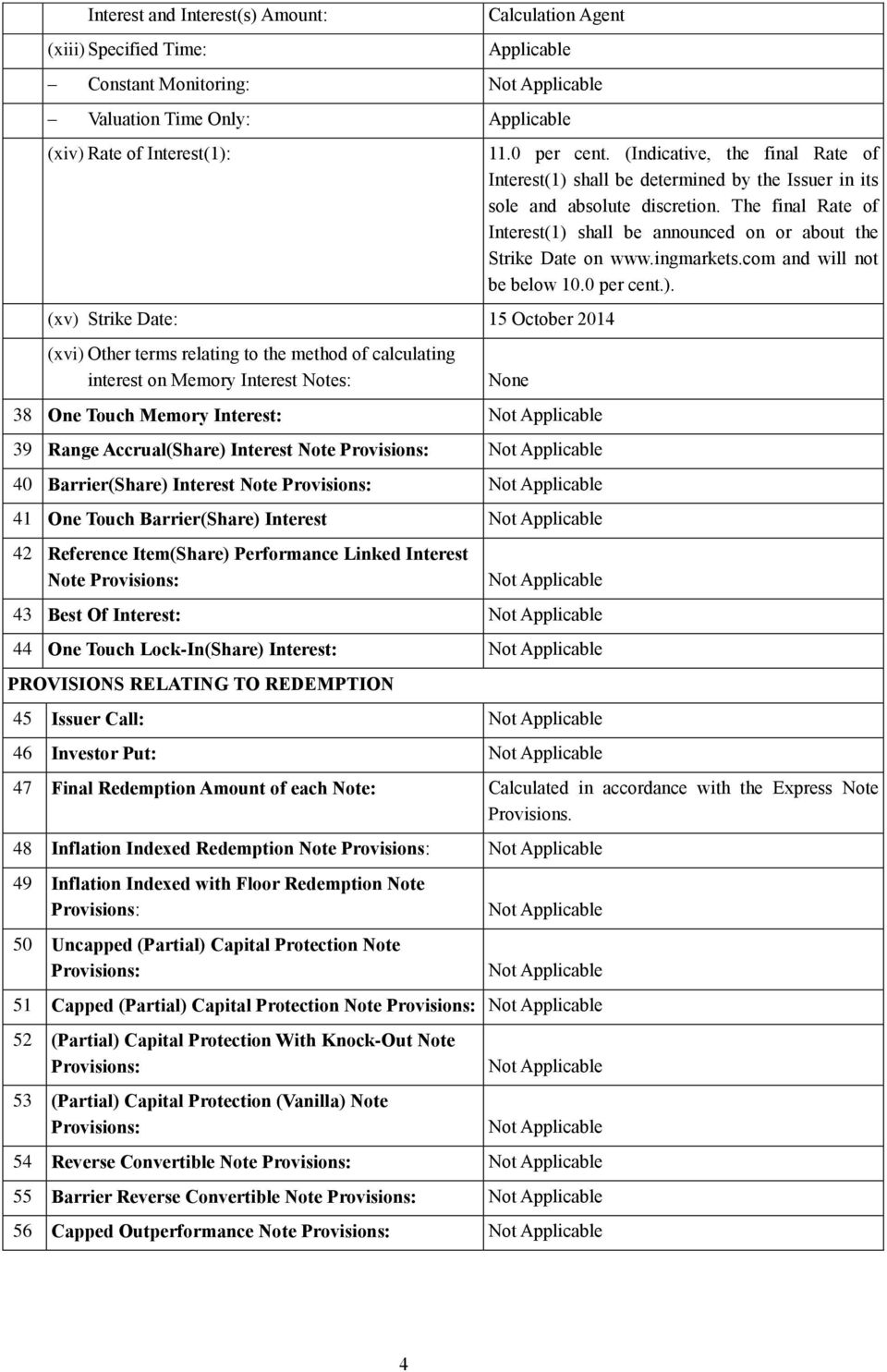 (Indicative, the final Rate of Interest(1) shall be determined by the Issuer in its sole and absolute discretion. The final Rate of Interest(1) shall be announced on or about the Strike Date on www.