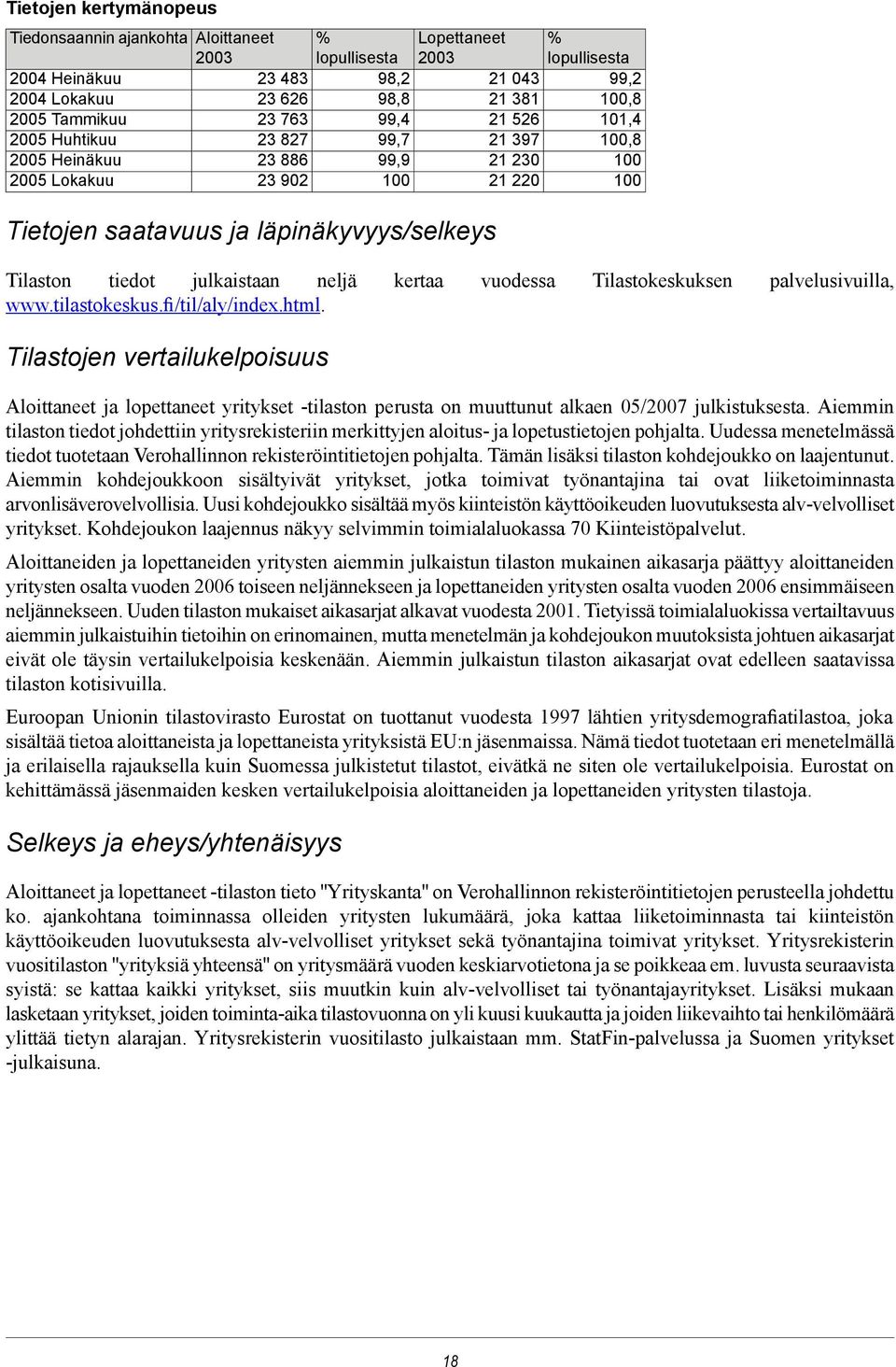 tiedot julkaistaan neljä kertaa vuodessa Tilastokeskuksen palvelusivuilla, www.tilastokeskus.fi/til/aly/index.html.