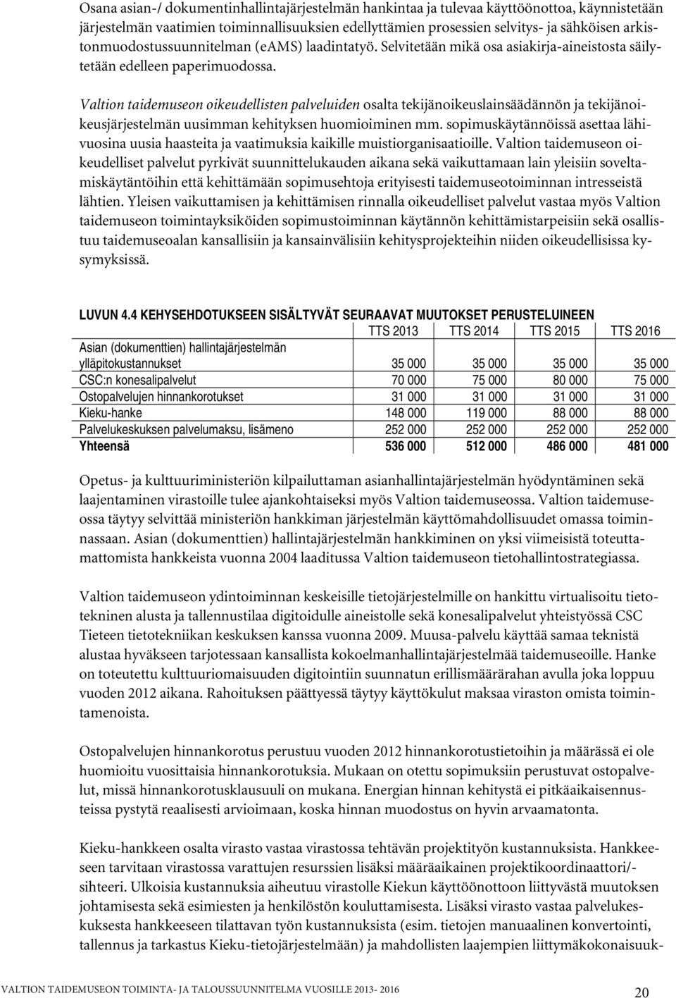 Valtion taidemuseon oikeudellisten palveluiden osalta tekijänoikeuslainsäädännön ja tekijänoikeusjärjestelmän uusimman kehityksen huomioiminen mm.