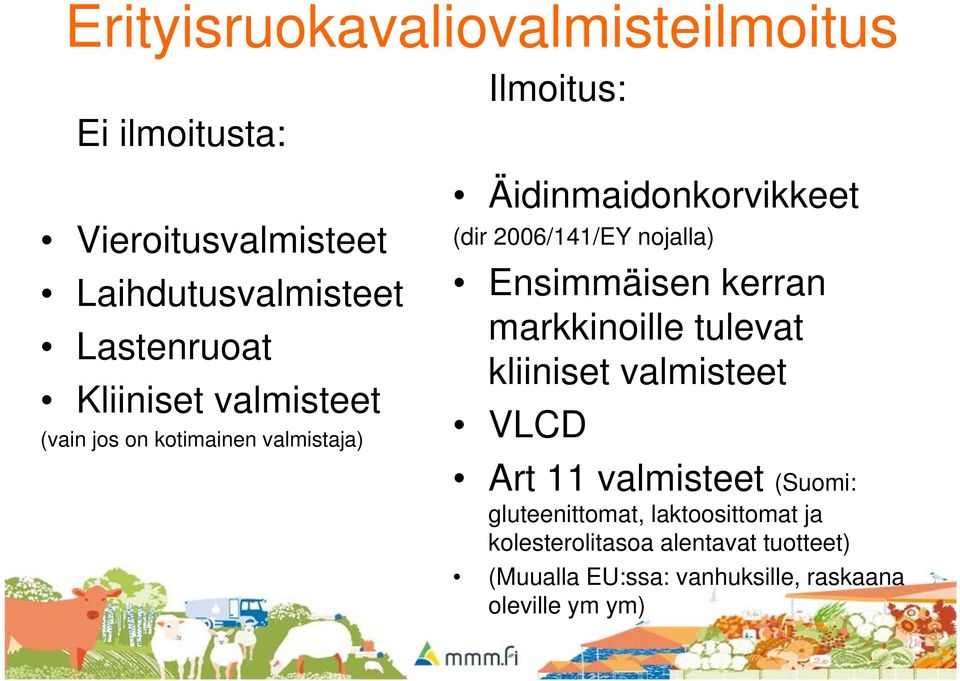 nojalla) Ensimmäisen kerran markkinoille tulevat kliiniset valmisteet VLCD Art 11 valmisteet (Suomi: