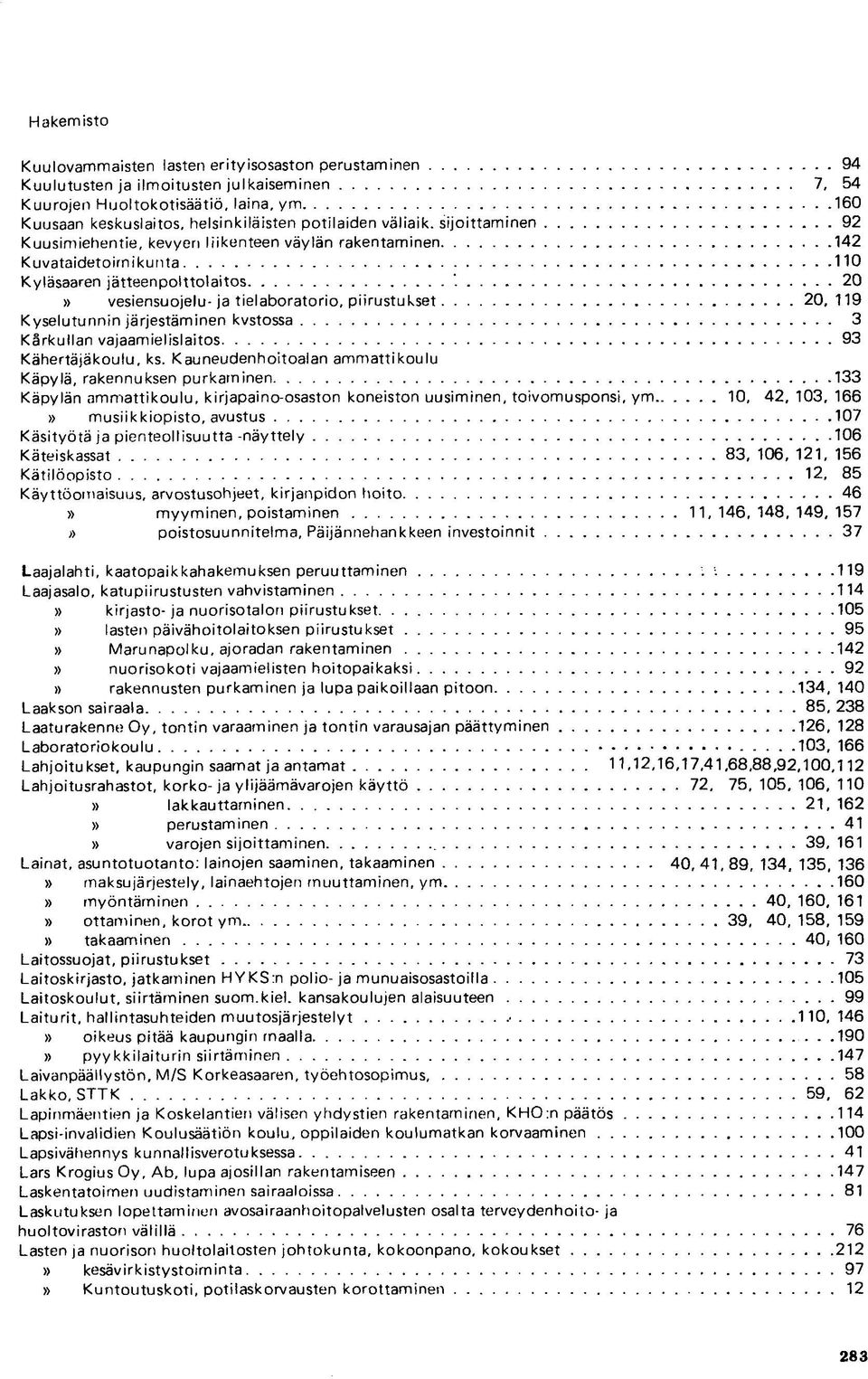 järjestäminen kvstossa 3 Karkullan vajaamielislaitos 93 Kähertäjäkoulu, ks.