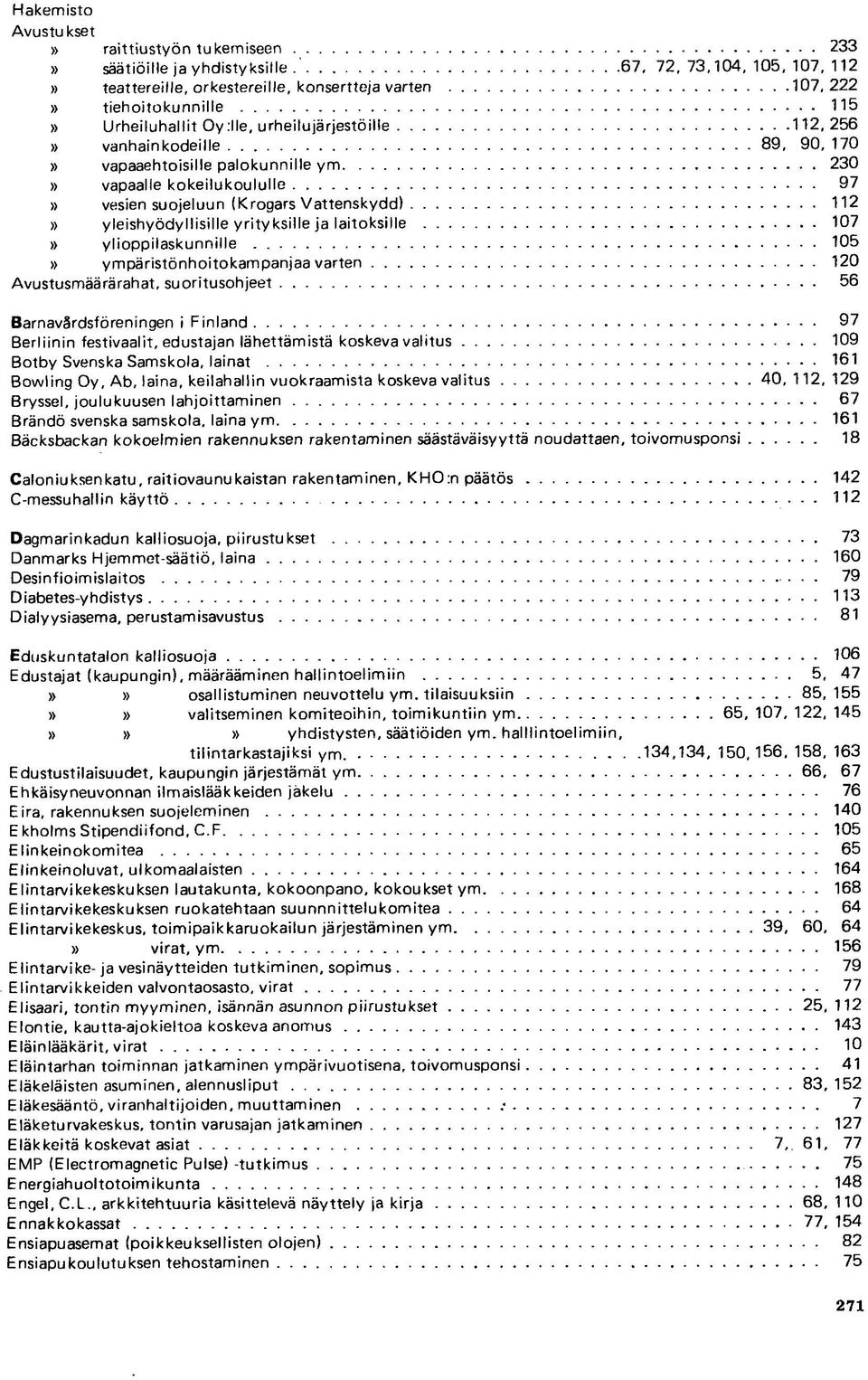 ja laitoksille 107 ylioppilaskunnille 105 ympäristönhoitokampanjaa varten 120 Avustusmäärärahat, suoritusohjeet 56 Barnavärdsföreningen i Finland 97 Berliinin festivaalit, edustajan lähettämistä