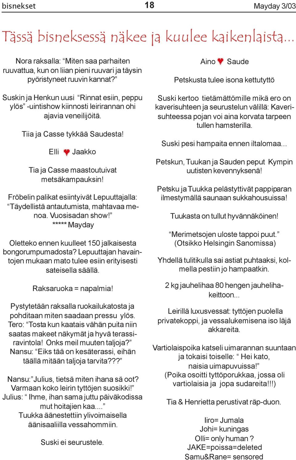 Fröbelin palikat esiintyivät Lepuuttajalla: Täydellistä antautumista, mahtavaa menoa. Vuosisadan show! ***** Mayday Oletteko ennen kuulleet 150 jalkaisesta bongorumpumadosta?