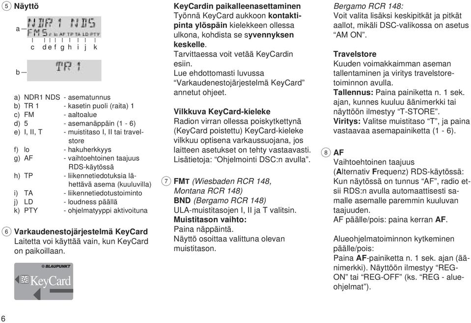 aktivoituna 6 Varkaudenestojärjestelmä KeyCard Laitetta voi käyttää vain, kun KeyCard on paikoillaan.
