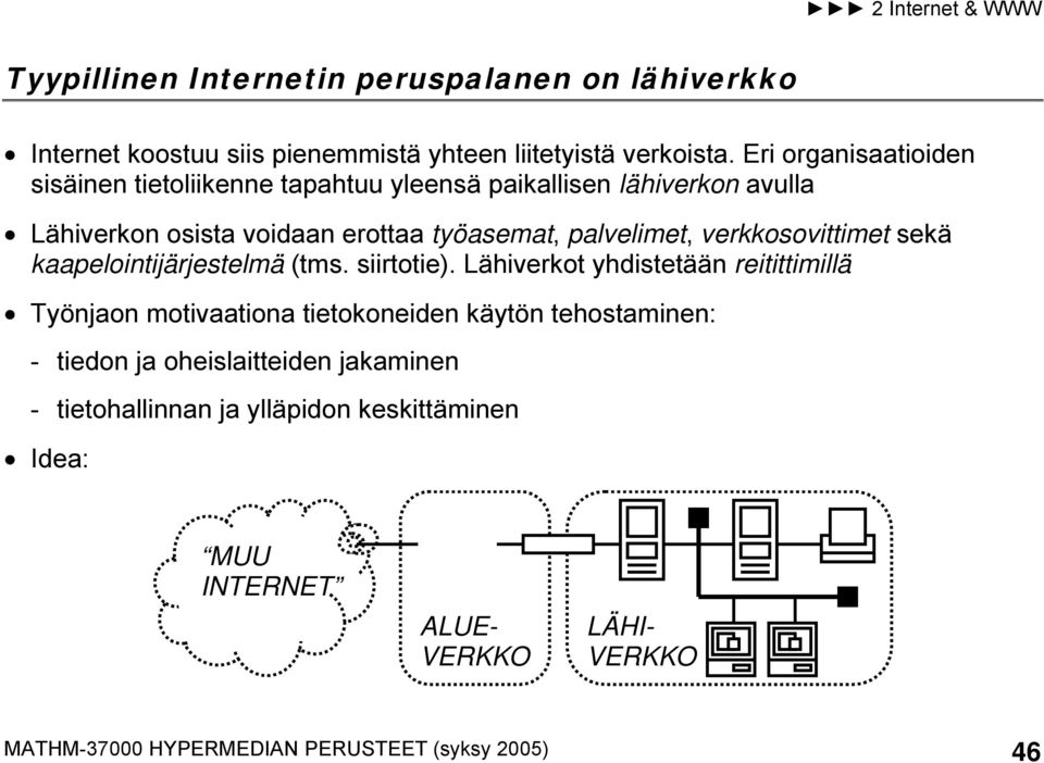 verkkosovittimet sekä kaapelointijärjestelmä (tms. siirtotie).