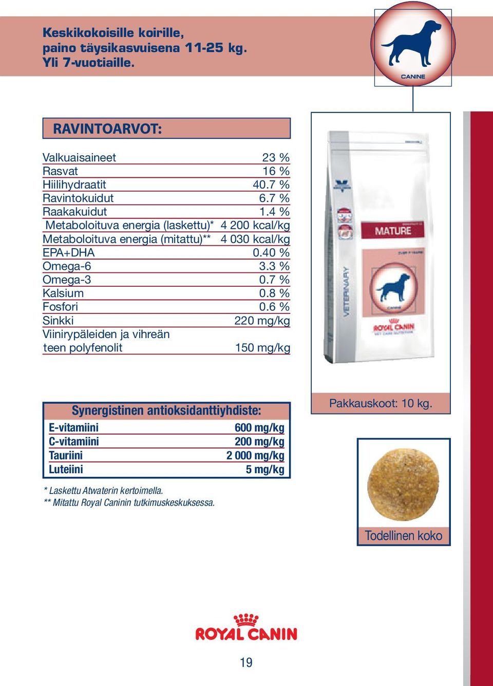 7 % Kalsium 0.8 % Fosfori 0.