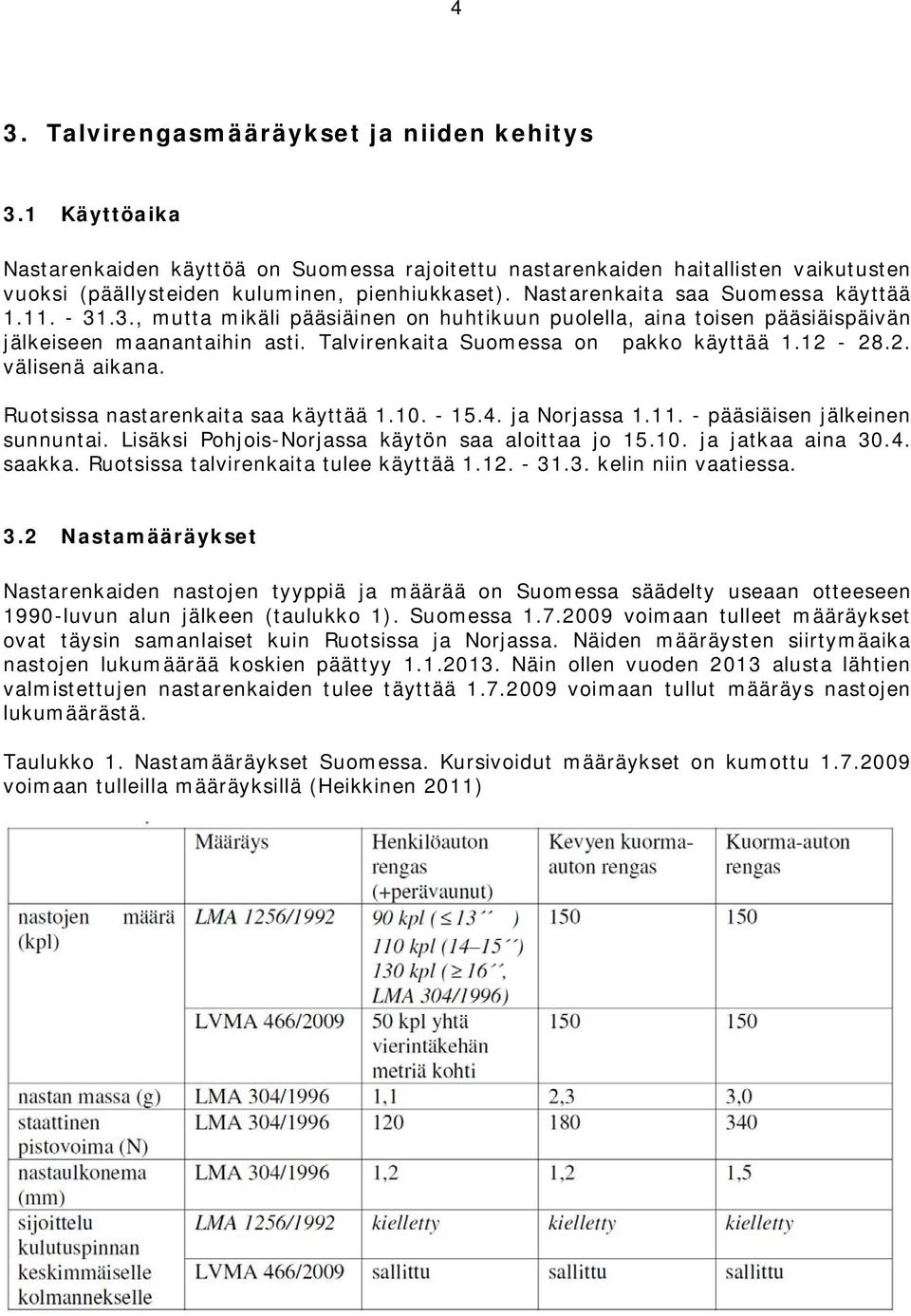 12-28.2. välisenä aikana. Ruotsissa nastarenkaita saa käyttää 1.10. - 15.4. ja Norjassa 1.11. - pääsiäisen jälkeinen sunnuntai. Lisäksi Pohjois-Norjassa käytön saa aloittaa jo 15.10. ja jatkaa aina 30.