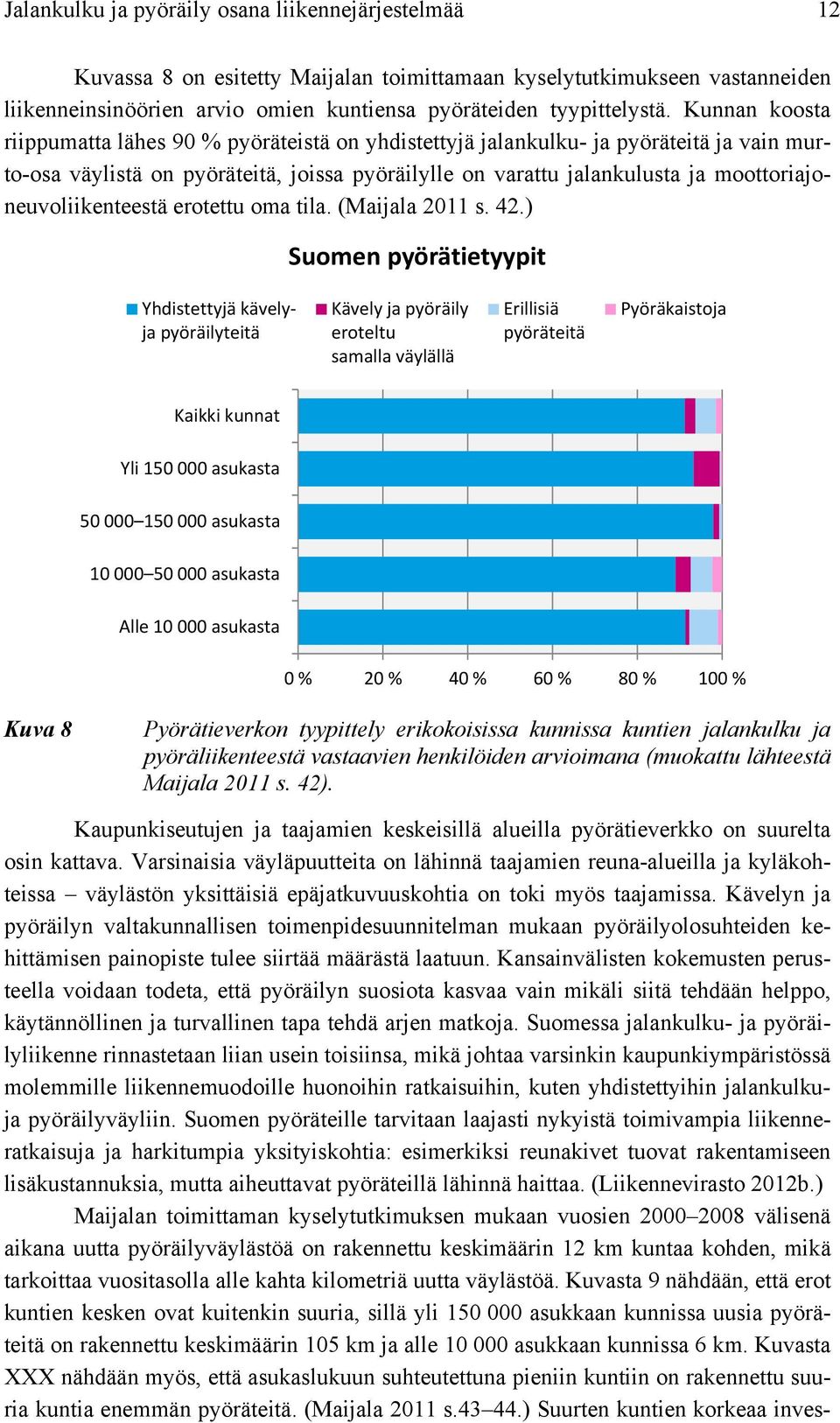 moottoriajoneuvoliikenteestä erotettu oma tila. (Maijala 2011 s. 42.