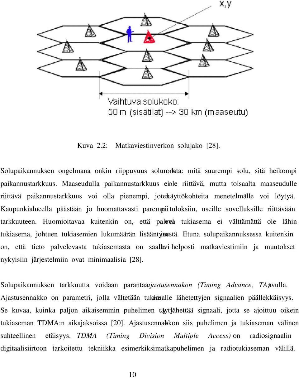 Kaupunkialueella päästään jo huomattavasti parempiin tuloksiin, useille sovelluksille riittävään tarkkuuteen.