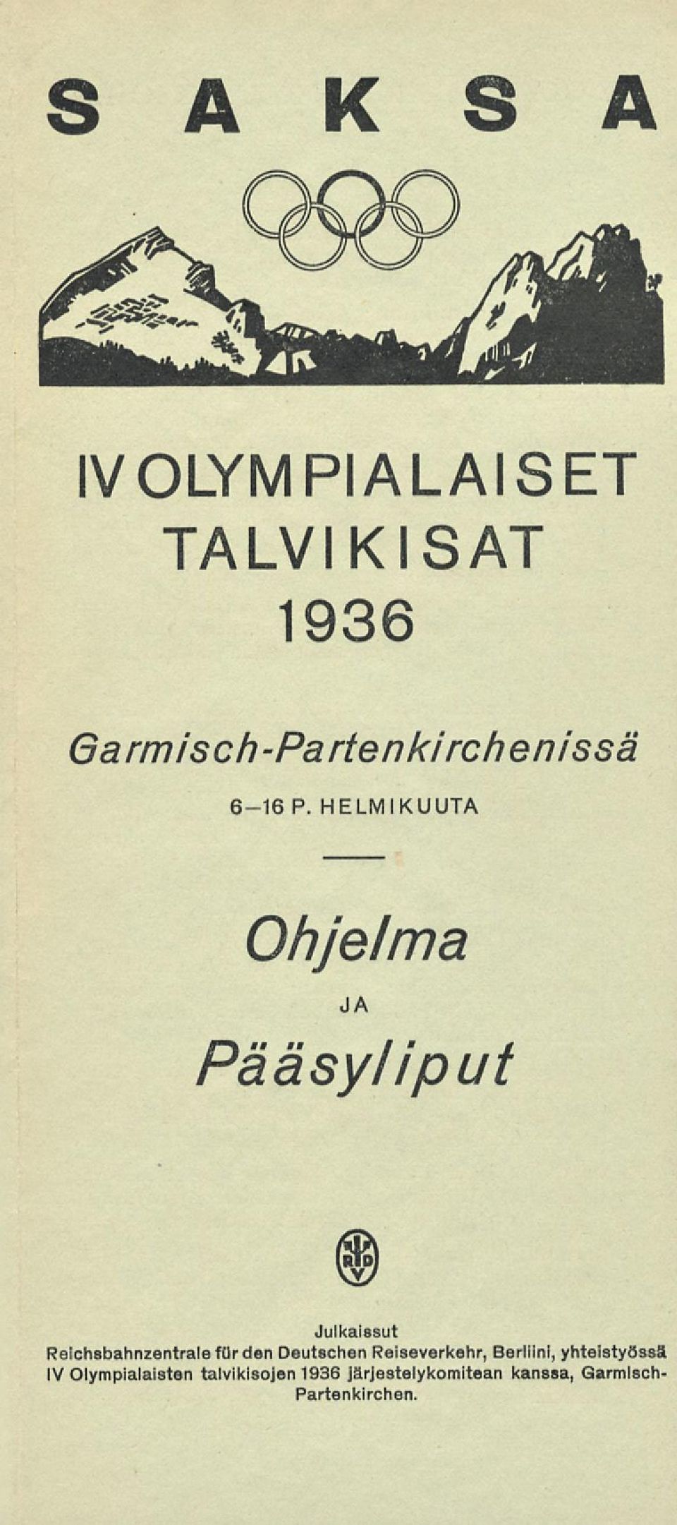 HELMIKUUTA Ohjelma JA Pääsyliput Julkaissut Reichsbahnzentrale fürden