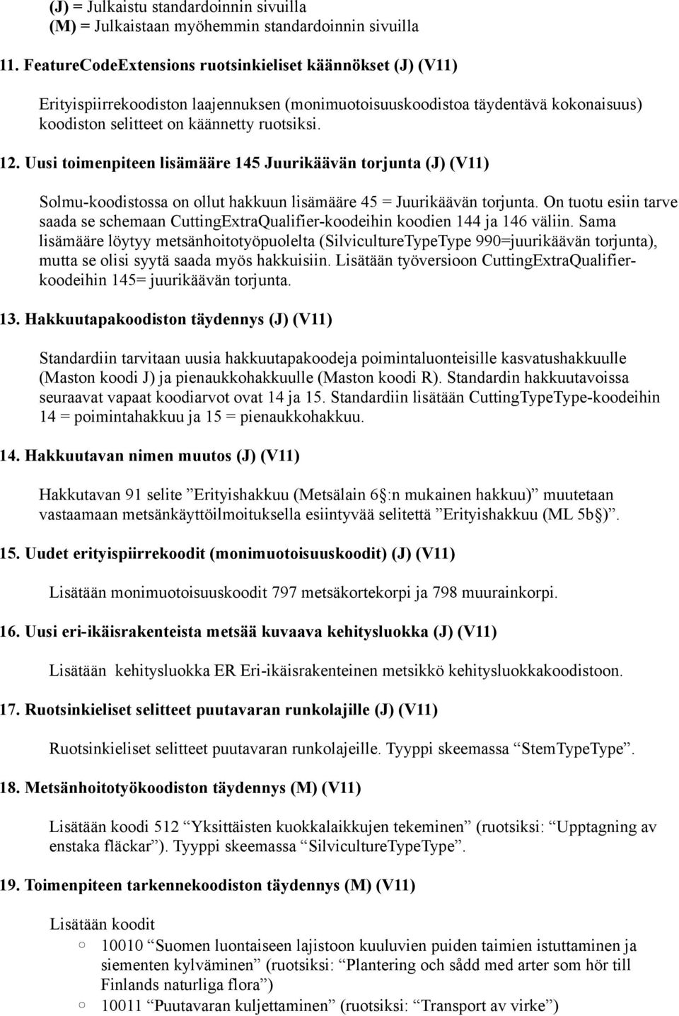 Uusi toimenpiteen lisämääre 145 Juurikäävän torjunta (J) (V11) Solmu-koodistossa on ollut hakkuun lisämääre 45 = Juurikäävän torjunta.