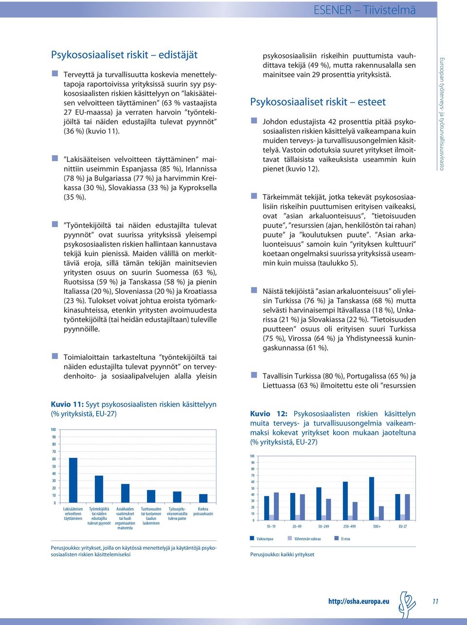 Lakisääteisen velvoitteen täyttäminen mainittiin useimmin Espanjassa (85 %), Irlannissa (78 %) ja Bulgariassa (77 %) ja harvimmin Kreikassa (30 %), Slovakiassa (33 %) ja Kyproksella (35 %).