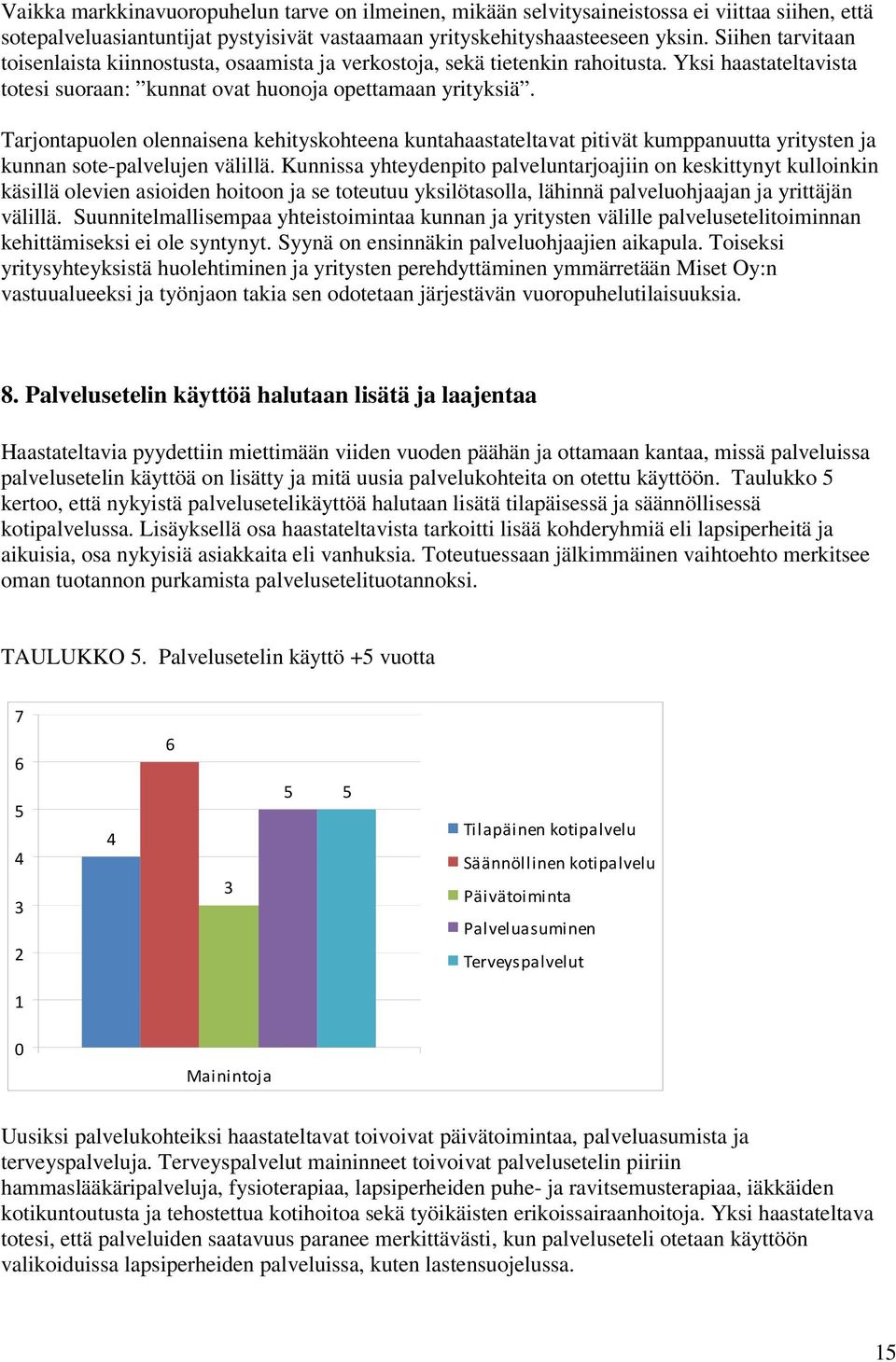 Tarjontapuolen olennaisena kehityskohteena kuntahaastateltavat pitivät kumppanuutta yritysten ja kunnan sote-palvelujen välillä.