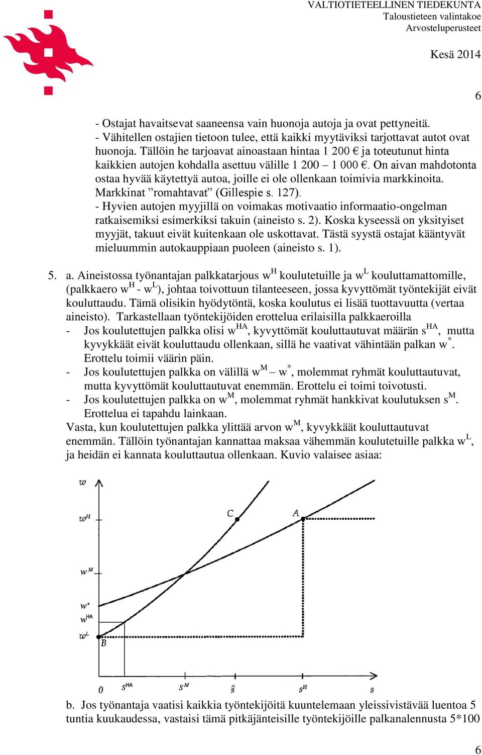 On aivan mahdotonta ostaa hyvää käytettyä autoa, joille ei ole ollenkaan toimivia markkinoita. Markkinat romahtavat (Gillespie s. 17).