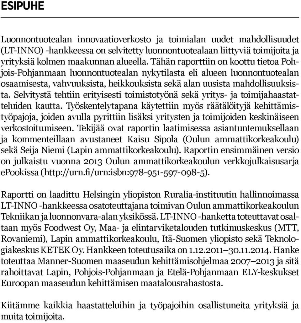 Selvitystä tehtiin erityisesti toimistotyönä sekä yritys- ja toimijahaastatteluiden kautta.