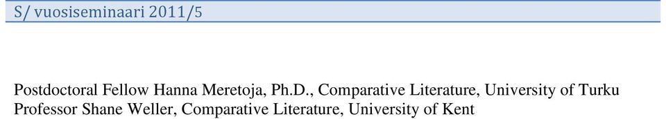 , Comparative Literature, University of