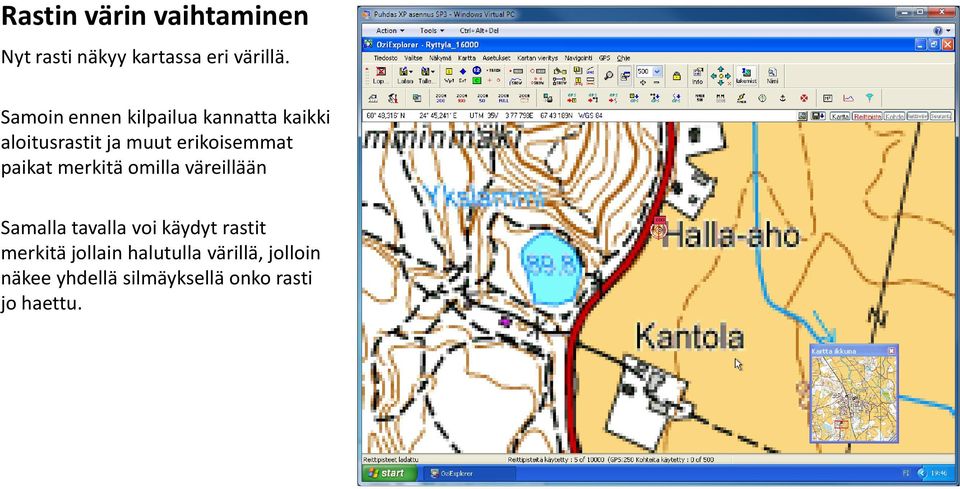 paikat merkitä omilla väreillään Samalla tavalla voi käydyt rastit