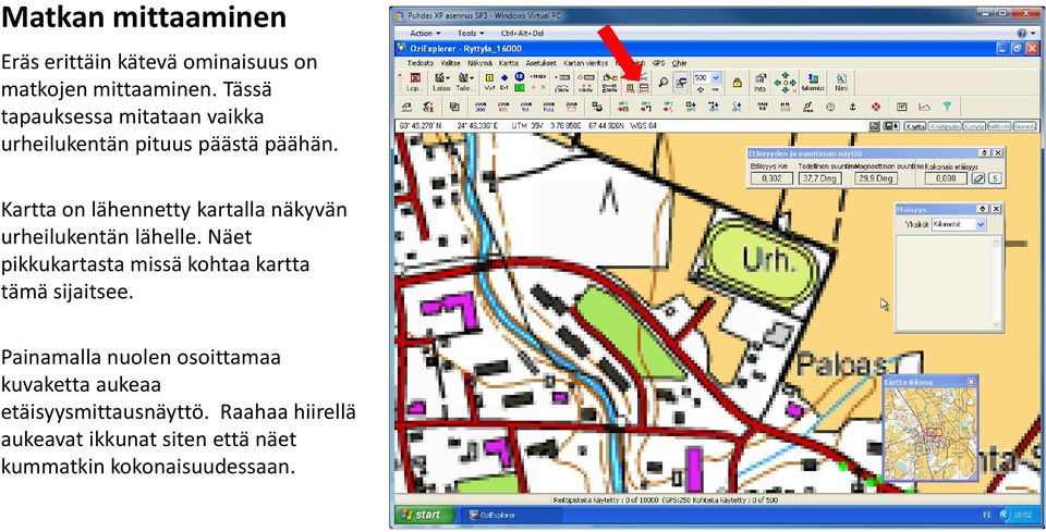 Kartta on lähennetty kartalla näkyvän urheilukentän lähelle.