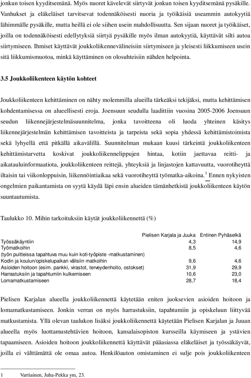 Sen sijaan nuoret ja työikäiset, joilla on todennäköisesti edellytyksiä siirtyä pysäkille myös ilman autokyytiä, käyttävät silti autoa siirtymiseen.