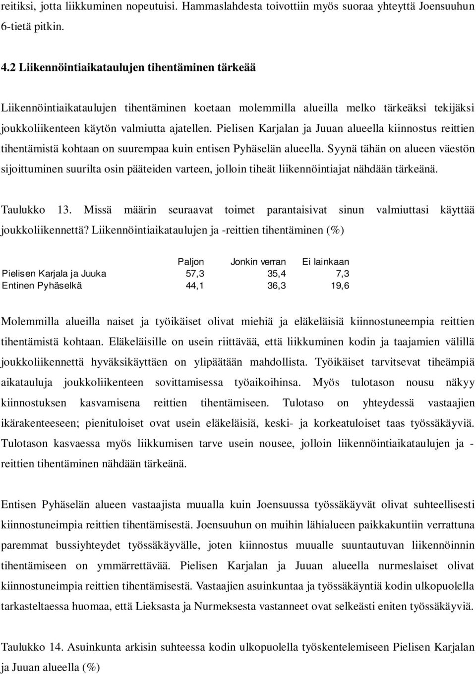 Pielisen Karjalan ja Juuan alueella kiinnostus reittien tihentämistä kohtaan on suurempaa kuin entisen Pyhäselän alueella.