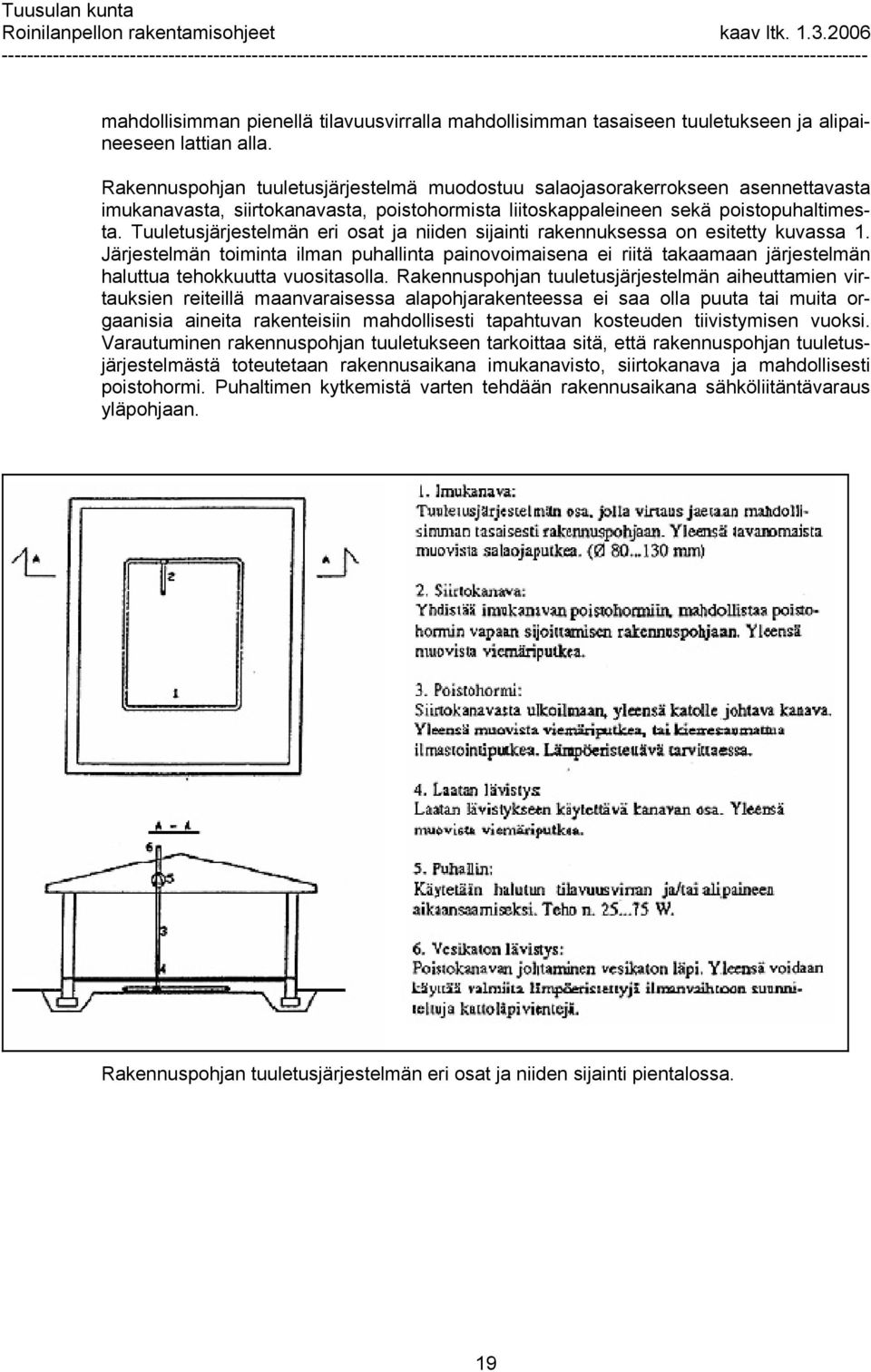 Tuuletusjärjestelmän eri osat ja niiden sijainti rakennuksessa on esitetty kuvassa 1.