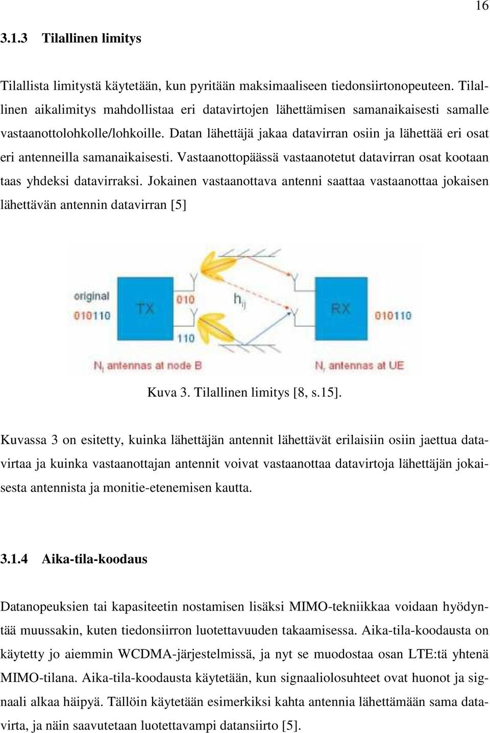 Datan lähettäjä jakaa datavirran osiin ja lähettää eri osat eri antenneilla samanaikaisesti. Vastaanottopäässä vastaanotetut datavirran osat kootaan taas yhdeksi datavirraksi.