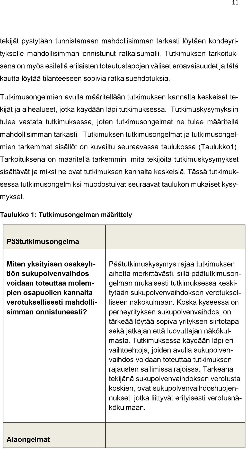 Tutkimusongelmien avulla määritellään tutkimuksen kannalta keskeiset tekijät ja aihealueet, jotka käydään läpi tutkimuksessa.