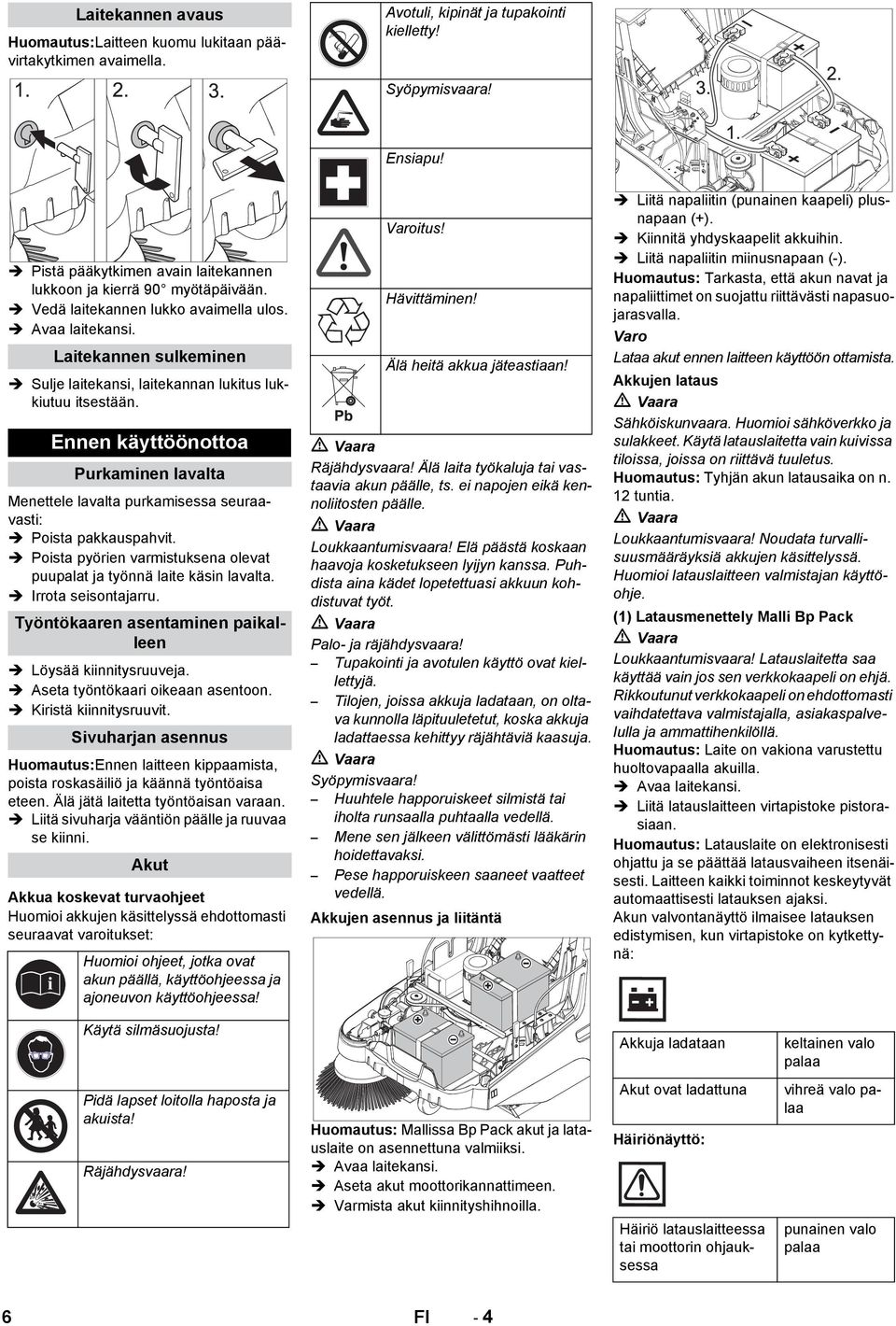 Laitekannen sulkeminen Sulje laitekansi, laitekannan lukitus lukkiutuu itsestään. Ennen käyttöönottoa Purkaminen lavalta Menettele lavalta purkamisessa seuraavasti: Poista pakkauspahvit.